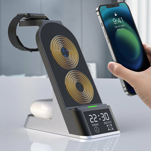 Multifunctional Wireless Charging Stand with Alarm Clock