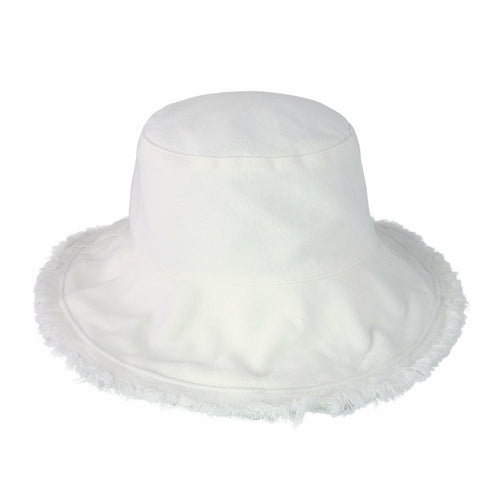 Wide Brim Frayed Bucket Hat